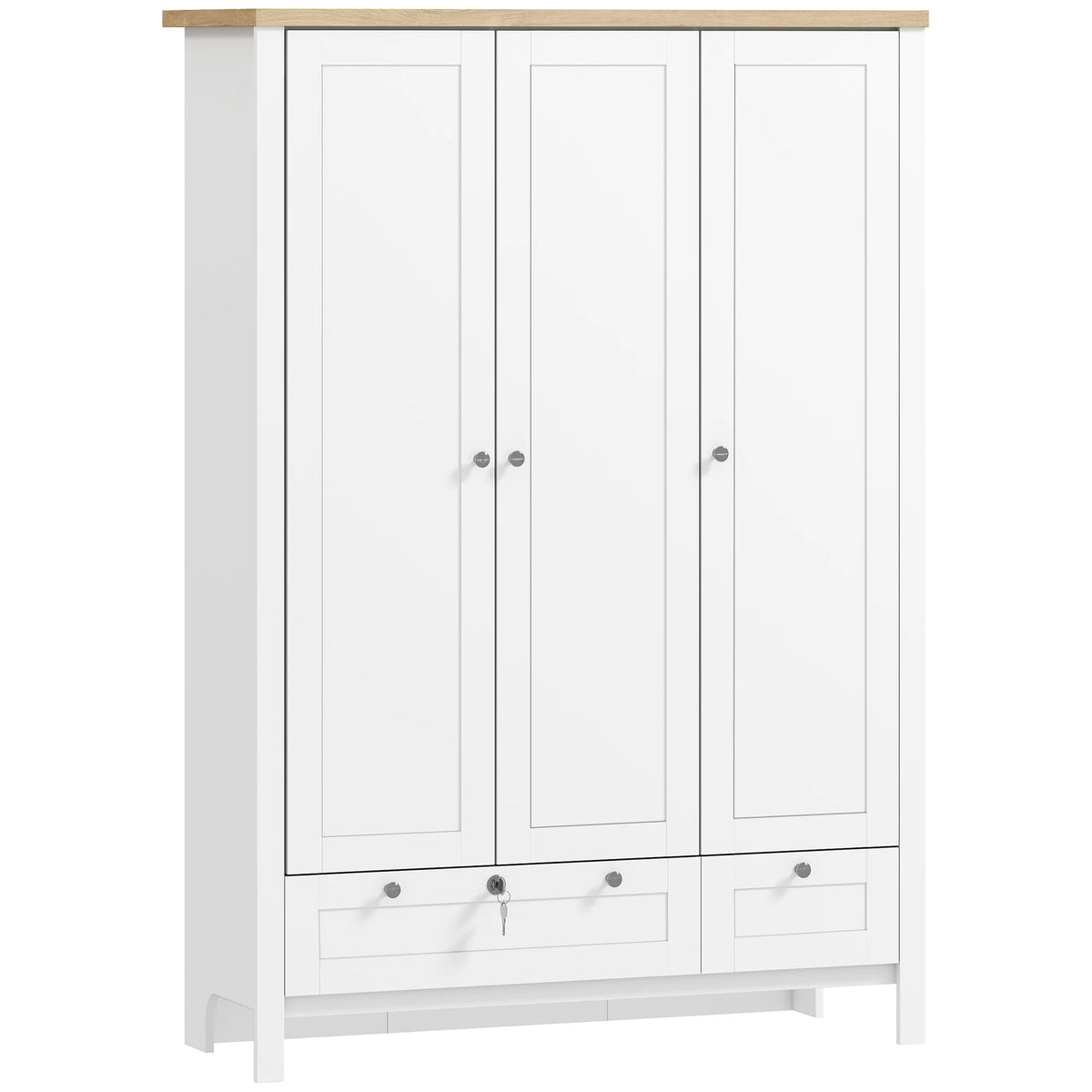Homcom 3-Door Wardrobe with 2 Drawers, 69inch Clothing Storage Cabinet ...